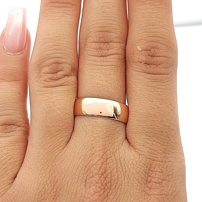 Antique Ladies 9ct (375, 9K) Rose Gold Wide Wedding Cigar Band Ring