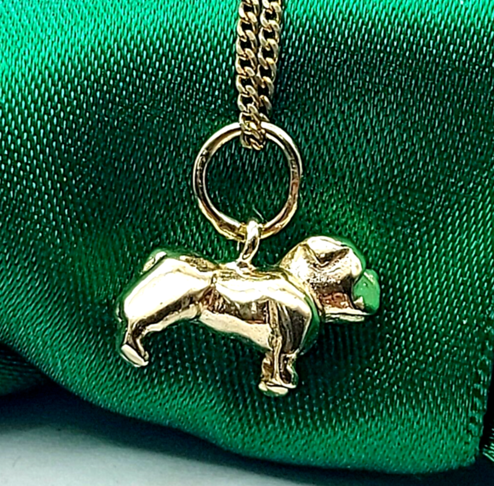 Ladies Yellow Gold 9ct (375,9K) Solid High Quality Smooth Bulldog Shaped Pendant