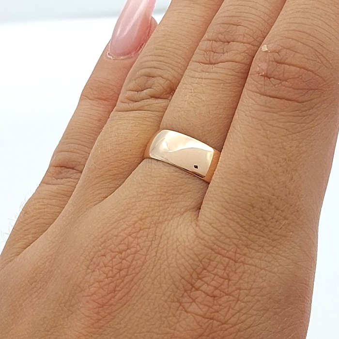 Antique Ladies 9ct (375, 9K) Rose Gold Wide Wedding Cigar Band Ring