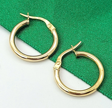 Load image into Gallery viewer, Ladies Italian Yellow Gold 9ct (375, 9K) Smooth Plain Round Hoops
