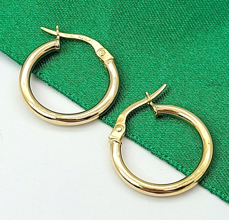 Ladies Italian Yellow Gold 9ct (375, 9K) Smooth Plain Round Hoops