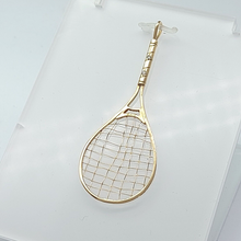 Load image into Gallery viewer, Unisex Yellow Gold 9ct (375, 9K) High Quality Mini Diamond Tennis Racket Pendant

