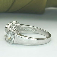 Load image into Gallery viewer, Ladies Ring 9ct (375, 9K) White Gold Oval Diamante Promise Ring
