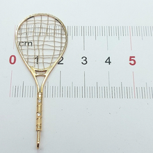 Load image into Gallery viewer, Unisex Yellow Gold 9ct (375, 9K) High Quality Mini Diamond Tennis Racket Pendant
