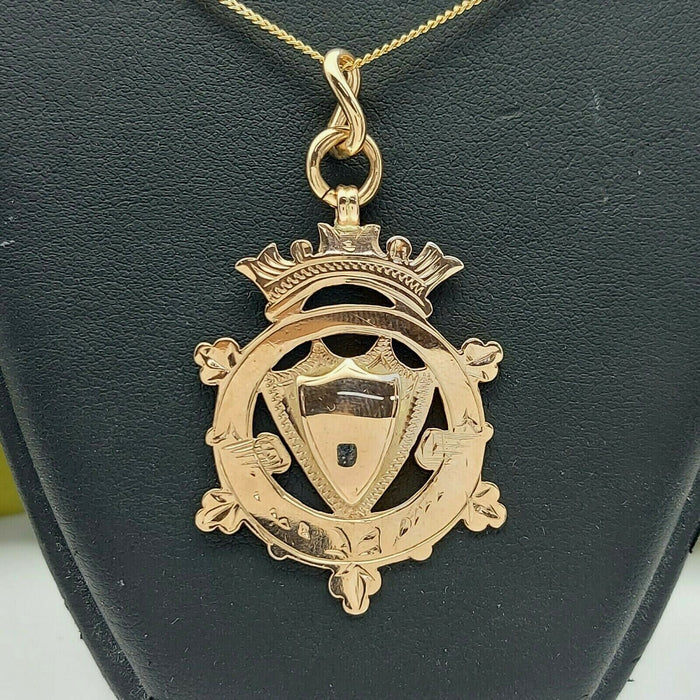 Ladies Pendant 9ct (375, 9K) Rose Gold Shield Pendant