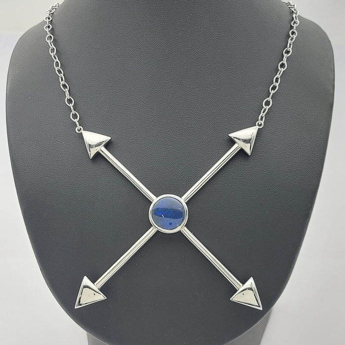 Ladies Necklace Sterling Silver 925 Curb Chain with Opal Arrow Pendant Necklace