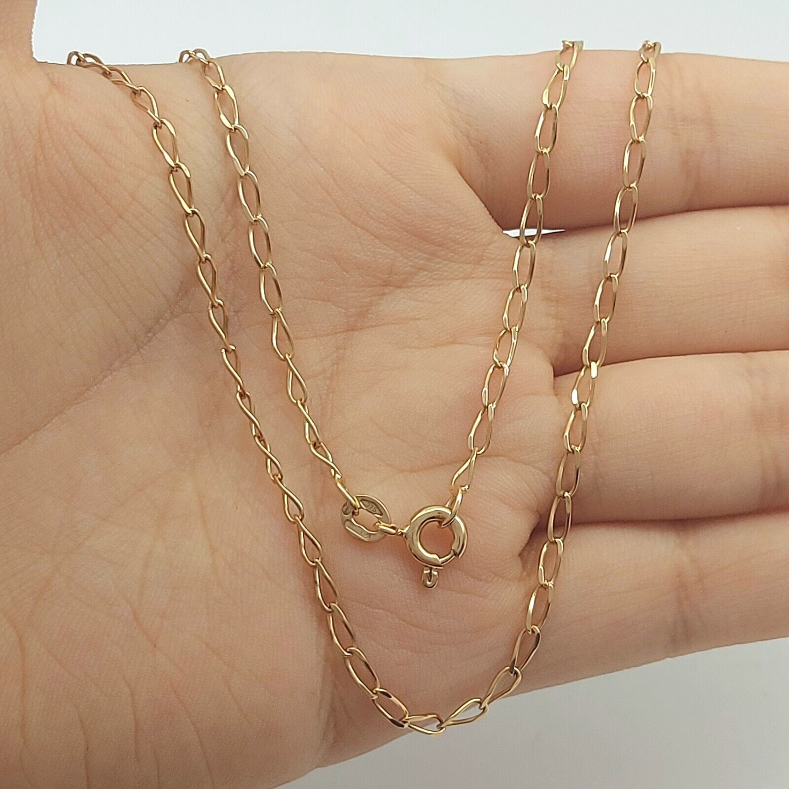 Ladies Yellow Gold 9ct (375, 9K) Italian Elongated Oval Link Chain Necklace