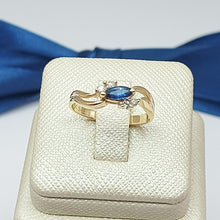 Load image into Gallery viewer, Ladies Yellow Gold 14ct (585,14k) Natural Sapphire &amp; Diamonds (12pts) Dress Ring
