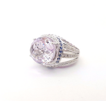 Load image into Gallery viewer, Ladies Ring 9ct (375, 9K) White Gold Amethyst, Created Sapphire &amp; Diamond Ring
