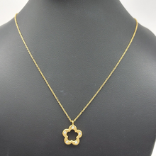 Load image into Gallery viewer, Ladies Yellow Gold 9ct (375,9K) Unique Diamante Flower Chain Necklace
