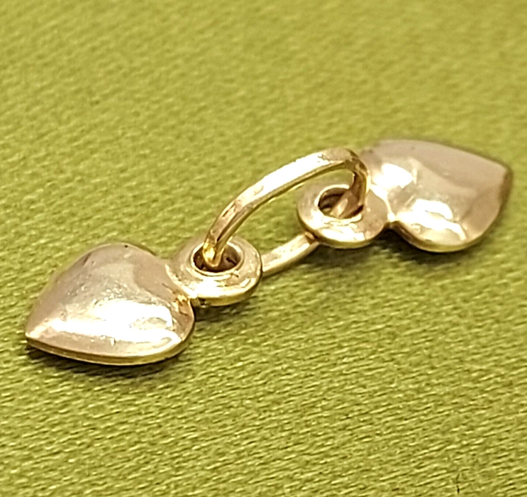 Ladies Solid Yellow Gold 9ct (375, 9K) Tiny Double Hearts Pendant
