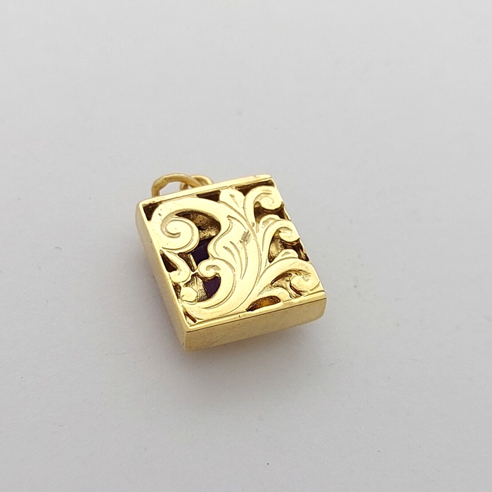 Ladies Square Pendant Yellow Gold 9ct (375, 9K) & Natural Amethyst Pendant