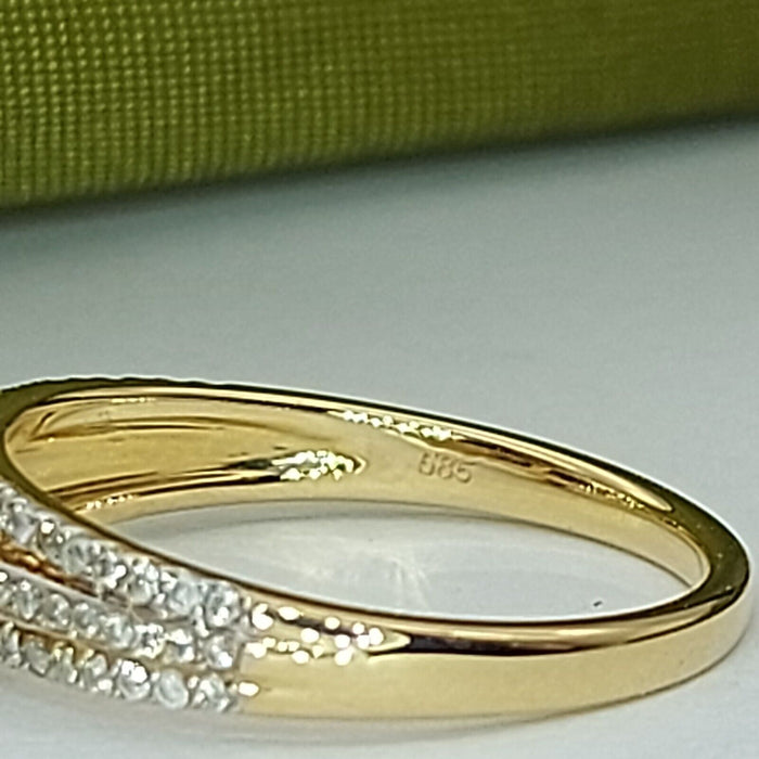 Ladies Ring 14ct (585, 14K) Yellow Gold Sapphire & Diamond Dress Ring