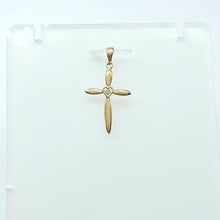 Load image into Gallery viewer, Ladies Yellow Gold 9ct (375, 9K) Rare Natural Diamond Heart Cross Pendant

