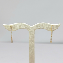 Load image into Gallery viewer, Ladies Earrings 14ct (585,14K) Yellow Gold Drop Diamantes Channel Setting Studs
