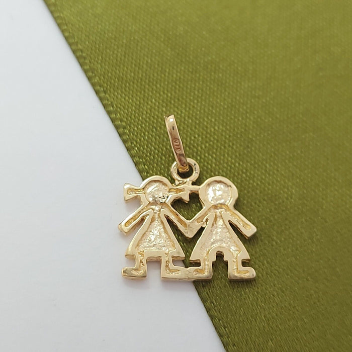 Ladies Yellow Gold 9ct (375, 9K) Rare Boy & Girl Holding Hands Pendant
