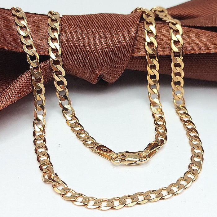 Ladies Yellow Gold 9ct (375, 9K) UNOAERRE Flat Curb Link Chain Necklace