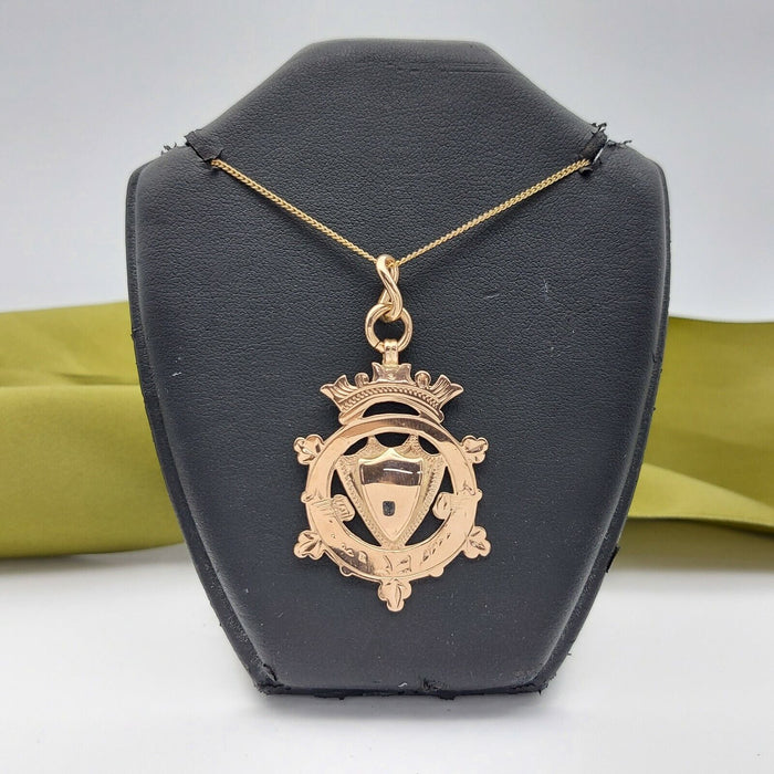 Ladies Pendant 9ct (375, 9K) Rose Gold Shield Pendant