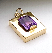 Load image into Gallery viewer, Ladies Square Pendant Yellow Gold 9ct (375, 9K) &amp; Natural Amethyst Pendant

