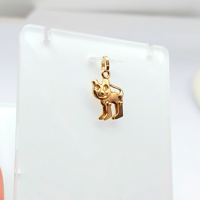 Unisex Yellow Gold 9ct (375, 9K) Unique Solid Gold Moving Cat Pendant