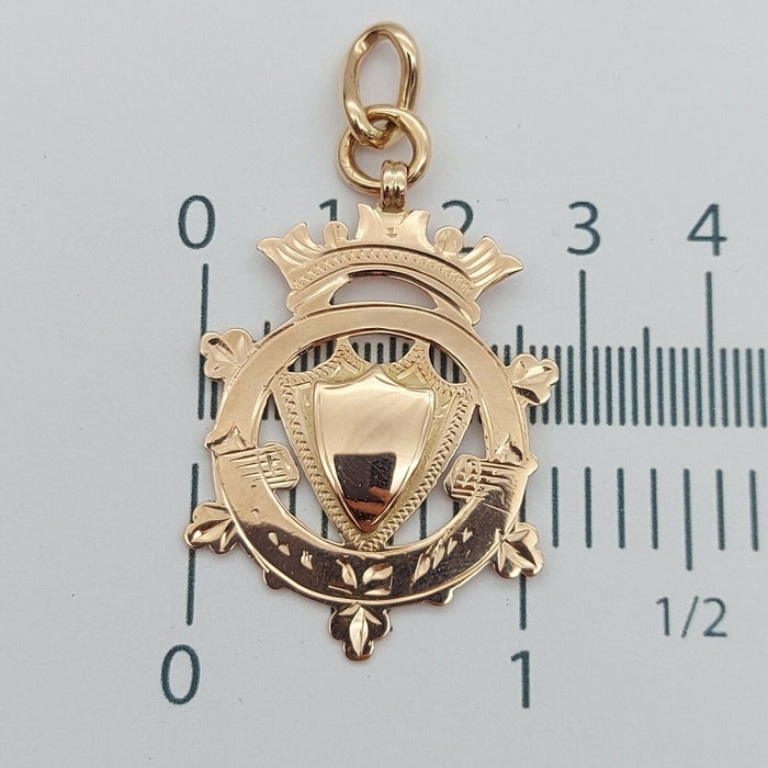Ladies Pendant 9ct (375, 9K) Rose Gold Shield Pendant
