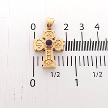 Load image into Gallery viewer, Unique Fold Rose Gold 9ct (375,9k) Filigree Cross Pendant with Natural Amethyst
