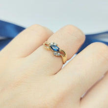 Load image into Gallery viewer, Ladies Yellow Gold 14ct (585,14k) Natural Sapphire &amp; Diamonds (12pts) Dress Ring
