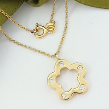 Load image into Gallery viewer, Ladies Yellow Gold 9ct (375,9K) Unique Diamante Flower Chain Necklace
