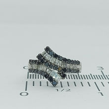Load image into Gallery viewer, Ladies Ring Silver(925) Natural Black &amp; Clear (1.00ct) Diamond Swirl Bypass Ring
