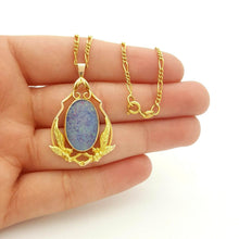 Load image into Gallery viewer, Ladies Necklace 9ct (375, 9K) Yellow Gold Natural Opal Leaf Framed Pendant
