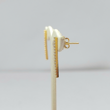 Load image into Gallery viewer, Ladies Earrings 14ct (585,14K) Yellow Gold Drop Diamantes Channel Setting Studs
