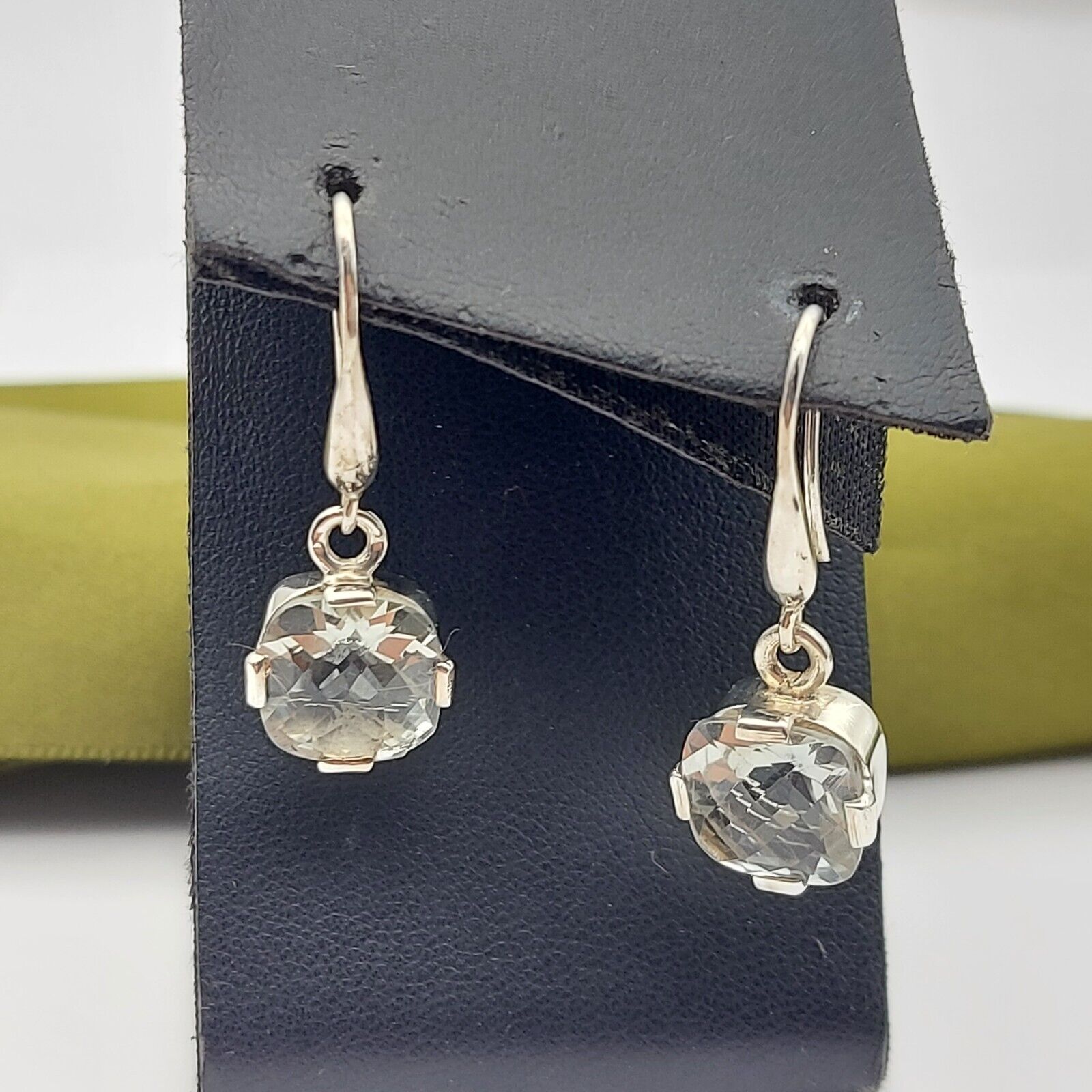 Ladies Silver Earrings (925) Sterling Silver Drop Dangle Blue Stone Earrings