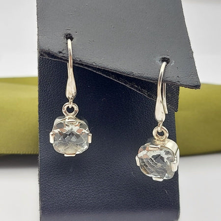 Ladies Silver Earrings (925) Sterling Silver Drop Dangle Blue Stone Earrings