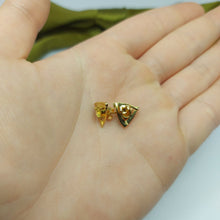 Load image into Gallery viewer, Ladies Earrings Yellow Gold 9ct (375,9k) Solid Natural Peridot Triangle Studs
