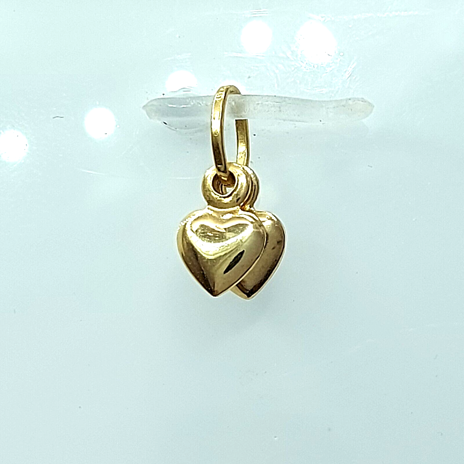 Ladies Solid Yellow Gold 9ct (375, 9K) Tiny Double Hearts Pendant