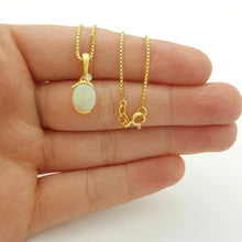 Load image into Gallery viewer, Ladies Necklace 14ct (585, 14K) Yellow Gold Natural Opal &amp; Diamond Chip Pendant

