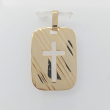 Load image into Gallery viewer, Unisex Yellow Gold 9ct (375, 9K) High Quality Etched Cut-Out Cross Pendant

