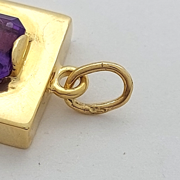 Ladies Square Pendant Yellow Gold 9ct (375, 9K) & Natural Amethyst Pendant
