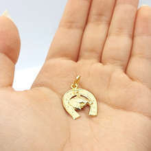 Load image into Gallery viewer, Unisex Pendant Yellow Gold 18ct (750, 18K) Unique Lucky Horseshoe Pendant
