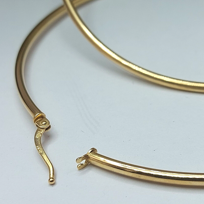 Ladies Yellow Gold 14ct (585, 14K) High Quality Large Round Hoop Earrings
