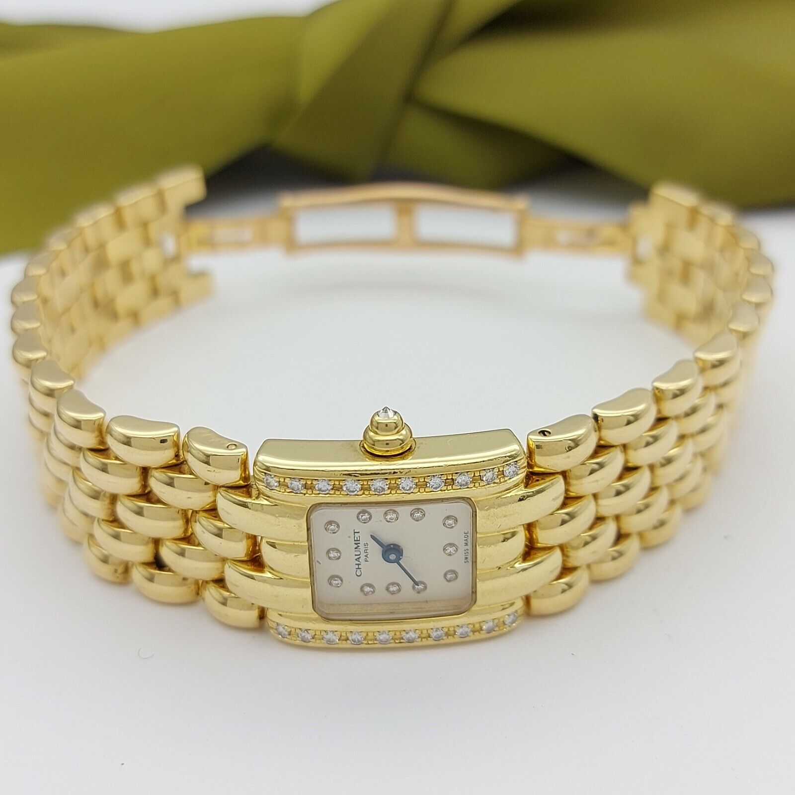 Genuine Chaumet Women's étanche 18ct 92g Gold Watch with 33 Diamond