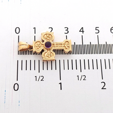 Load image into Gallery viewer, Unique Fold Rose Gold 9ct (375,9k) Filigree Cross Pendant with Natural Amethyst
