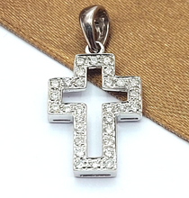 Load image into Gallery viewer, Ladies White Gold 18ct(750,18K) Natural (0.15ct) Diamond Religious Cross Pendant
