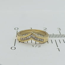 Load image into Gallery viewer, Ladies Ring 9ct (375, 9K) Yellow Gold V Shape Curve Diamond (35pts) Ring
