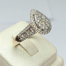 Load image into Gallery viewer, Ladies Yellow Gold 9ct (375, 9k) Teardop Engagement Diamond (1.39ct) Ring W/ Val
