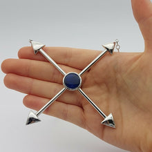 Load image into Gallery viewer, Ladies Necklace Sterling Silver 925 Curb Chain with Opal Arrow Pendant Necklace
