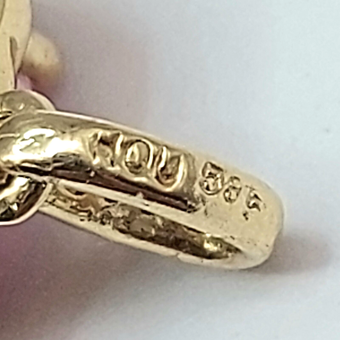 Ladies Yellow Gold 14ct (585,14k) Pink Sapphire & Diamonds Halo Pendant