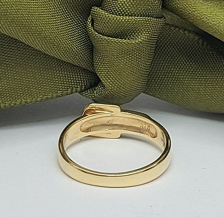 Ladies Ring Real Yellow Gold 9ct (375, 9K) Unique Smooth Band Belt Ring