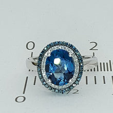 Load image into Gallery viewer, Ladies Dress Ring 14ct (585, 14K) White Gold Created Tourmaline &amp; Diamond Ring
