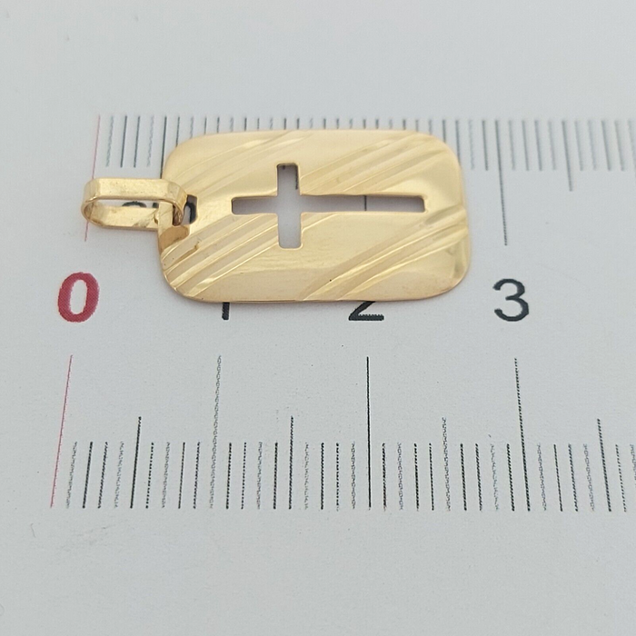 Unisex Yellow Gold 9ct (375, 9K) High Quality Etched Cut-Out Cross Pendant
